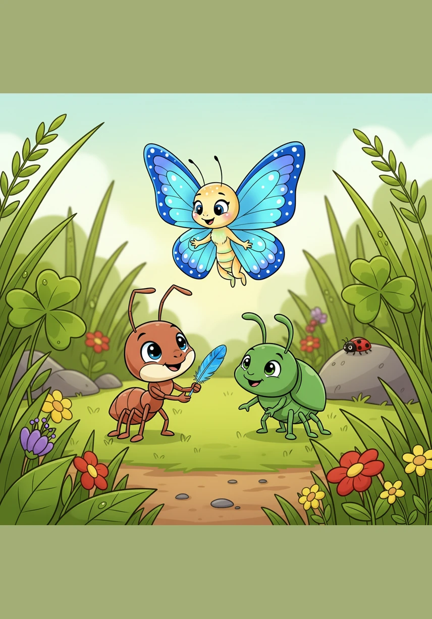 Andy turned to his new friends with a wide, grateful smile and thanked them for their incredible kindness. He knew deep in his heart that he never could have finished such a big job without the help of the butterfly, the beetle, and the ladybug.