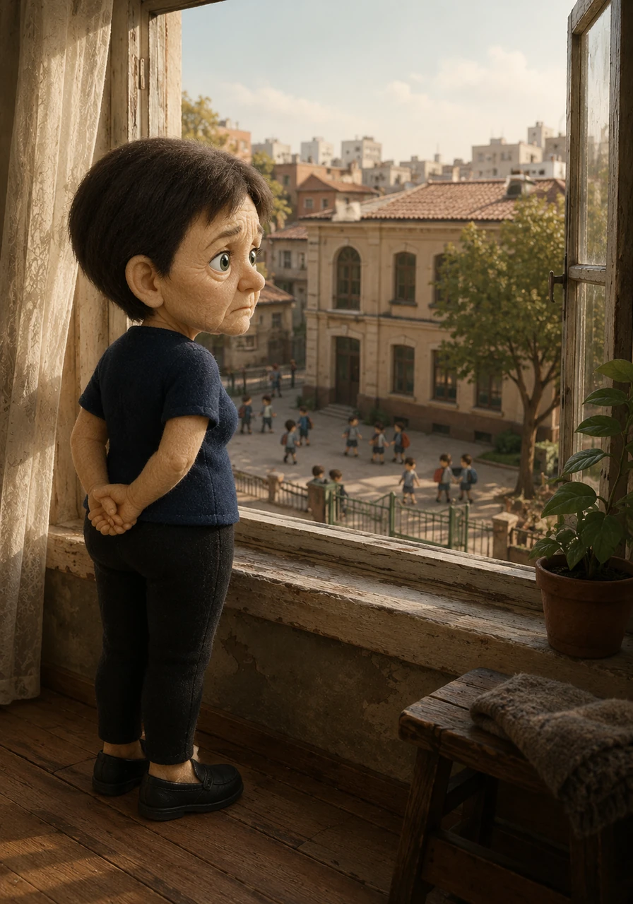 Yarulla Serranos stands at her window in the old house overlooking the school in Chacarita, Buenos Aires. Her short, dark brown hair is parted perfectly down the middle, framing her sharp grey-green eyes. Dressed in her usual dark blue T-shirt, black compression pants, and leather loafers, she clasps her hands behind her back and watches the morning neighborhood come alive, making sure no detail escapes her notice.