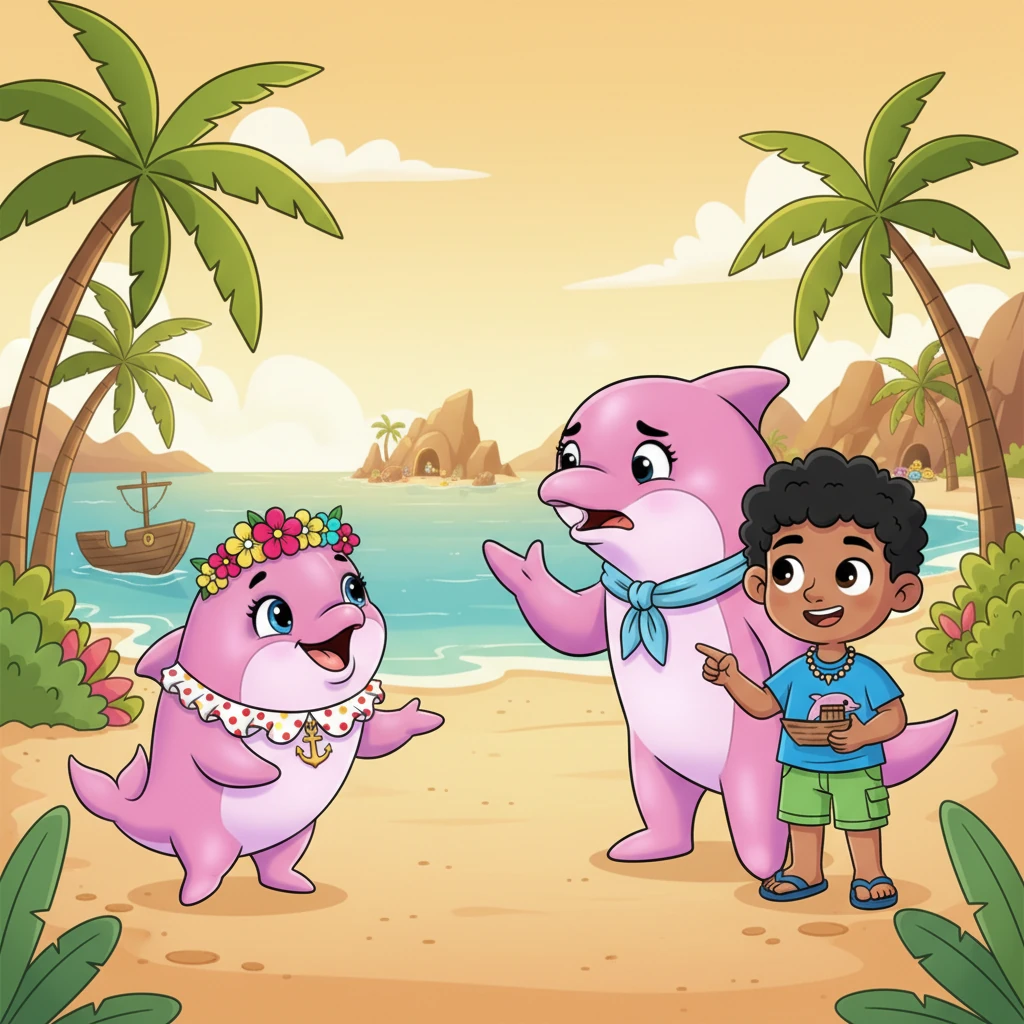 Un día, Rosita escuchó a sus amigos hablar de una bahía misteriosa llena de tesoros y escondites. Le pidió permiso a su mamá para ir, pero ella, con preocupación, le advirtió que era un lugar muy peligroso y le prohibió ir.