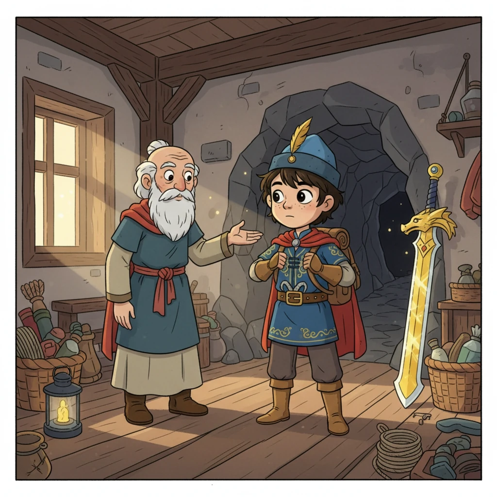 Бұлды мерген қарттың ұсынысын қабыл алып, сауыт-сайманын дайындайды. Олар жер үсті мен астын жалғастыратын үңгір арқылы қарттың қаласына жетеді. Қалаға келісімен, Бұлды мерген қолына жүз құлаш алмас семсер алып, айдаһар мекендеген сайға қарай батыл бет алады.