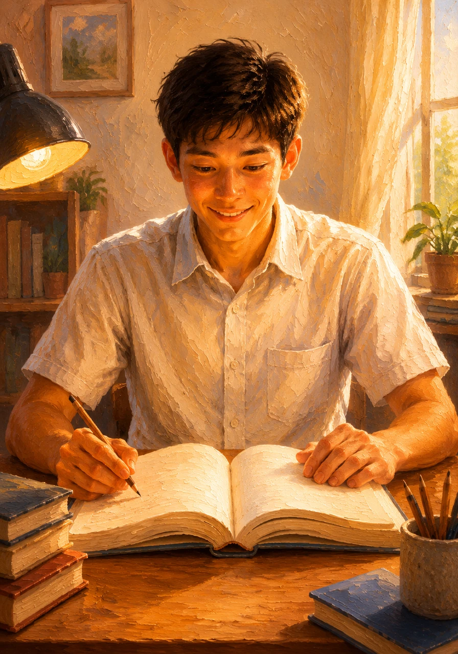 With newfound confidence, Andy turns to Chapter Three, encountering a series of challenging practice questions designed to test his independent skills.