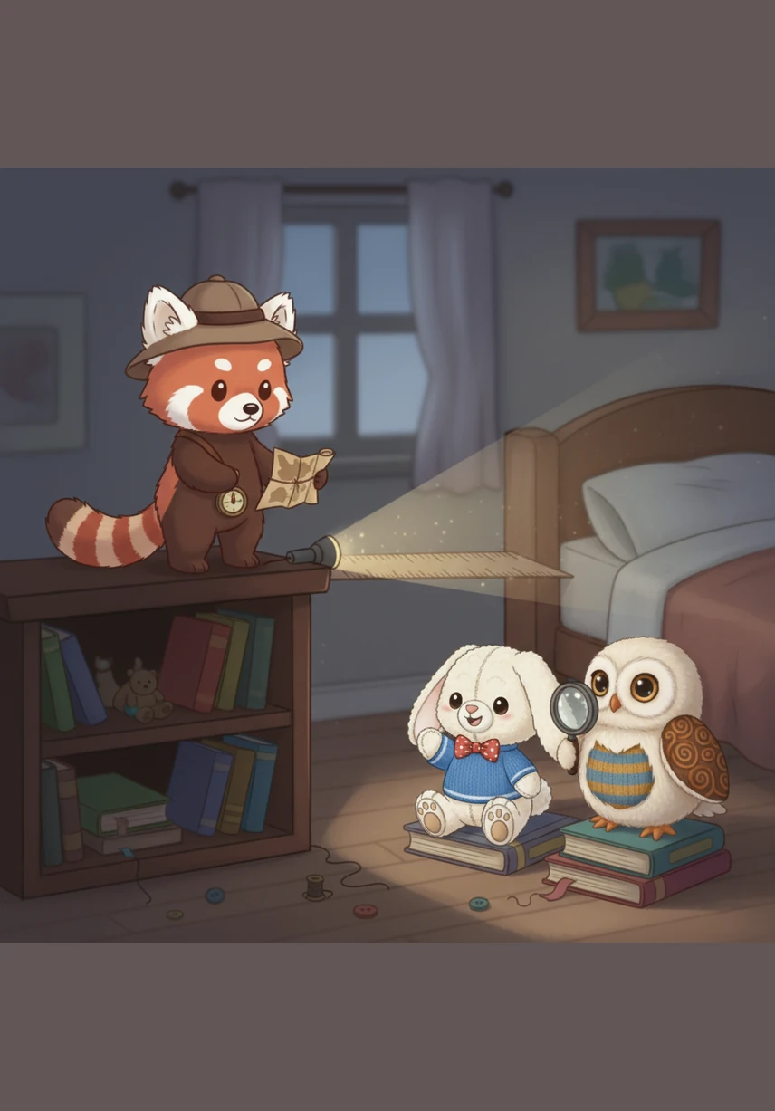 Next, Pippin climbs a sturdy oak tree to find Oliver the Owl. Oliver is just waking up, his big golden eyes shining like little lanterns in the deepening twilight.