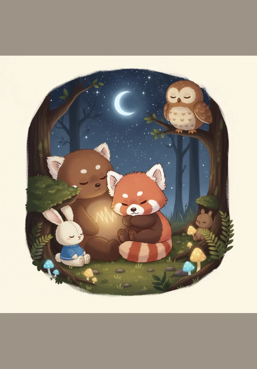 Curled up in a furry ball, Pippin listens to his mama’s steady heartbeat as he slowly drifts off to sleep. The whole forest is quiet and peaceful, wrapped in a blanket of silver starlight.