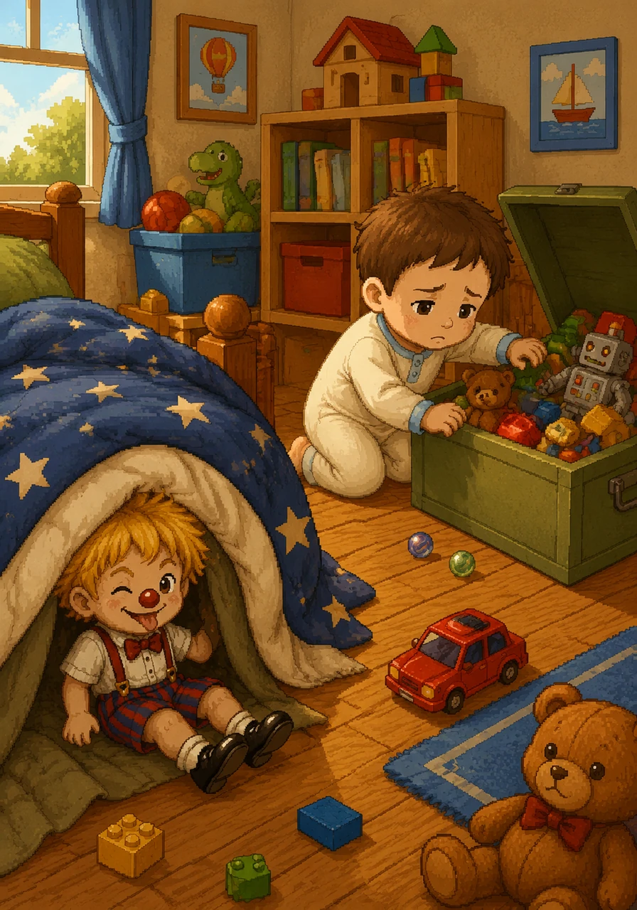 He began his search in the most likely places, peering under the rumpled blankets and deep inside the overflowing toy box. He found a stray building block and a forgotten marble, but Oakley’s smile was nowhere to be seen. Milo knew he would have to look much further than the playroom.