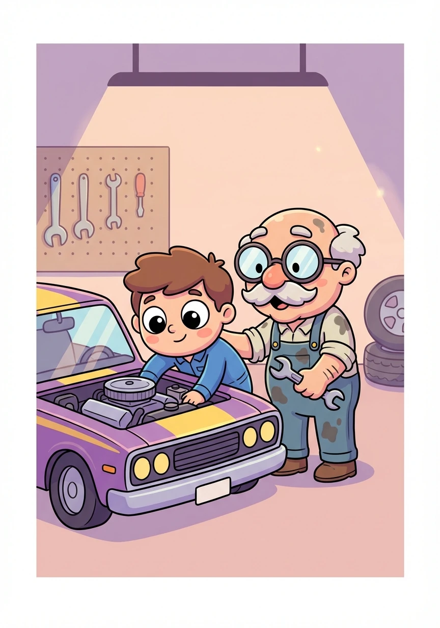 In a dimly lit garage, an old mechanic with grease-stained hands mentors a younger Rainer. The mechanic points to the engine of a vintage muscle car, whispering secrets of speed and precision. This is where Rainer learned the discipline that forged his reputation.