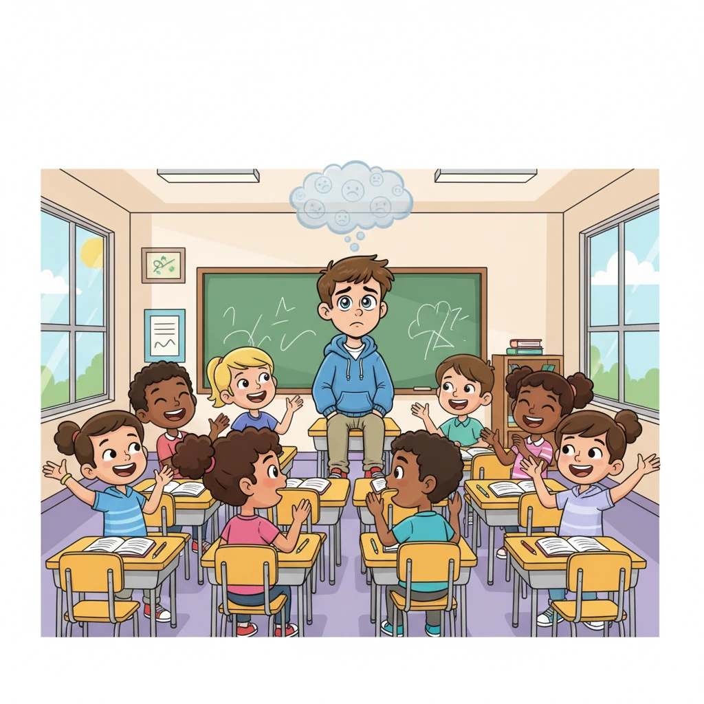 Rohan sat alone in the back row of his 12th-grade classroom, a small cloud of quiet sadness hovering around him. His classmates chattered and laughed in groups, but Rohan always felt invisible, a lone star in a sky full of constellations. He often wondered if anyone truly cared, his heart a little heavy with the feeling of being unloved.