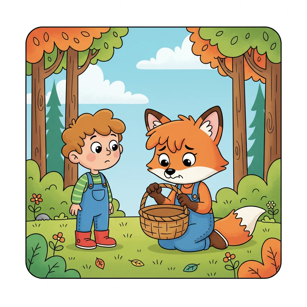 Next, Pip spotted Fiona Fox, who was usually so bouncy, looking quite forlorn. Fiona kept peering into her empty collection basket with a worried frown. Pip knew Fiona loved to collect things, but what was missing?