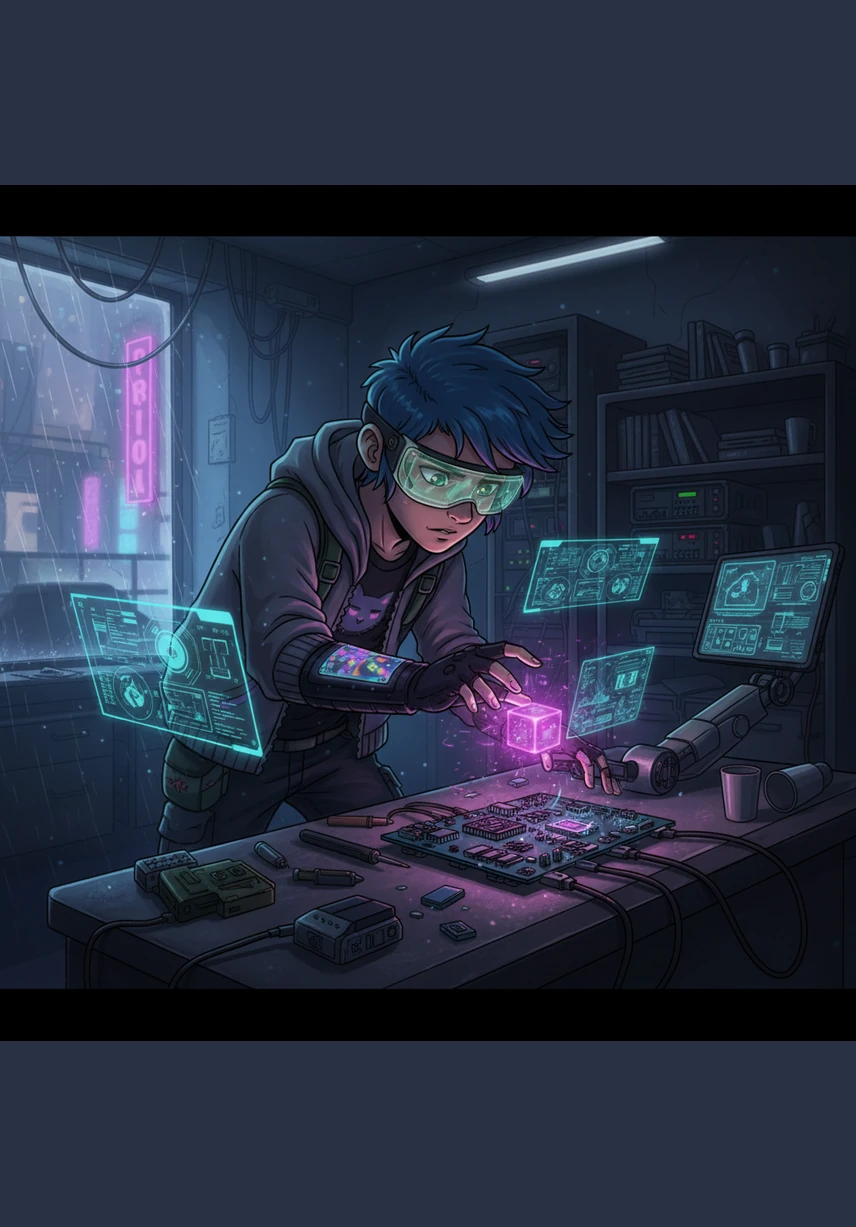 Alex looks over a desk cluttered with sketches, appreciating the raw energy and unique style of every piece. Even if others do not quite understand the vision, these drawings are a true reflection of an internal world. The creative process is a private celebration of imagination and honest self-expression.