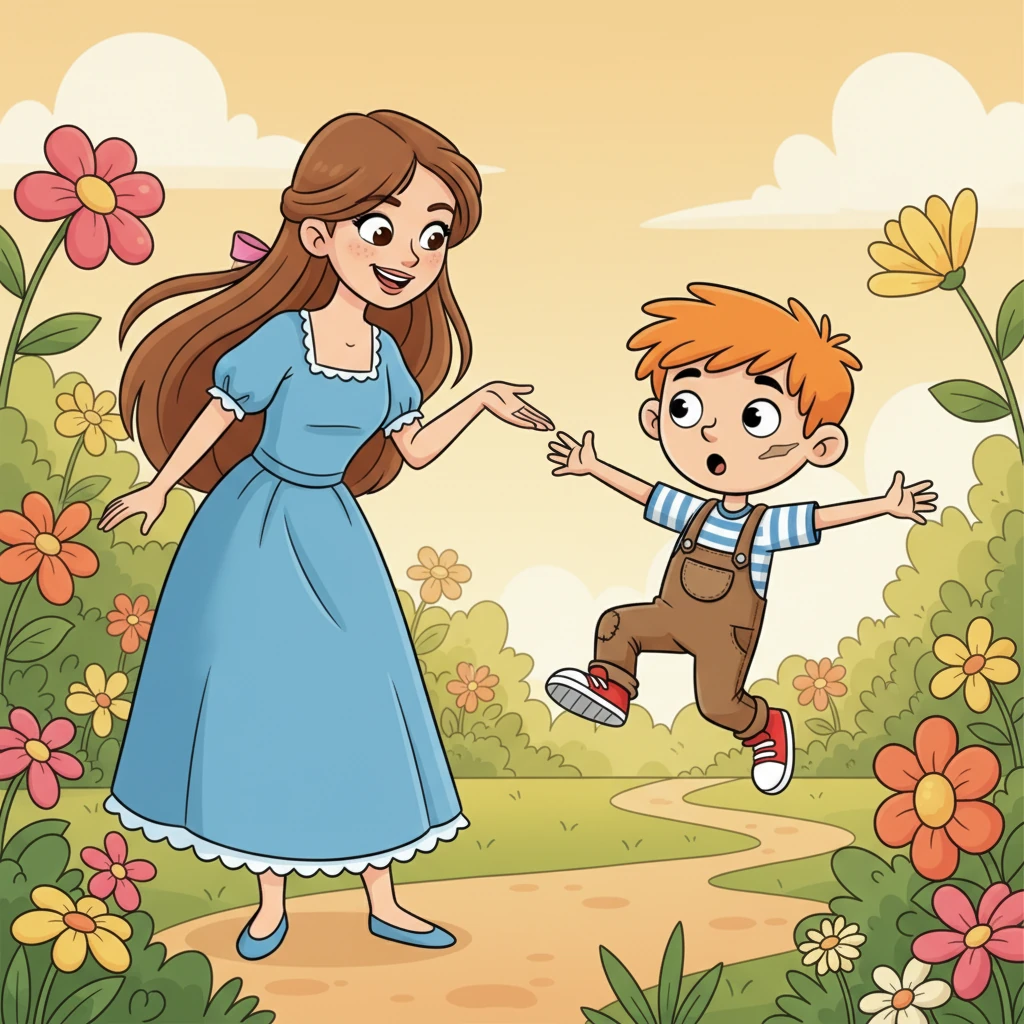 Slečna Růženka si povzdechla, ale její oči se zaleskly hravostí. "Pepíčku," řekla s jemným, ale pevným hlasem, "zdá se, že je čas na naši speciální hru!" Pepíček se zastavil uprostřed skoku a zvědavě na ni pohlédl, protože "speciální hry" byly vždycky plné překvapení.