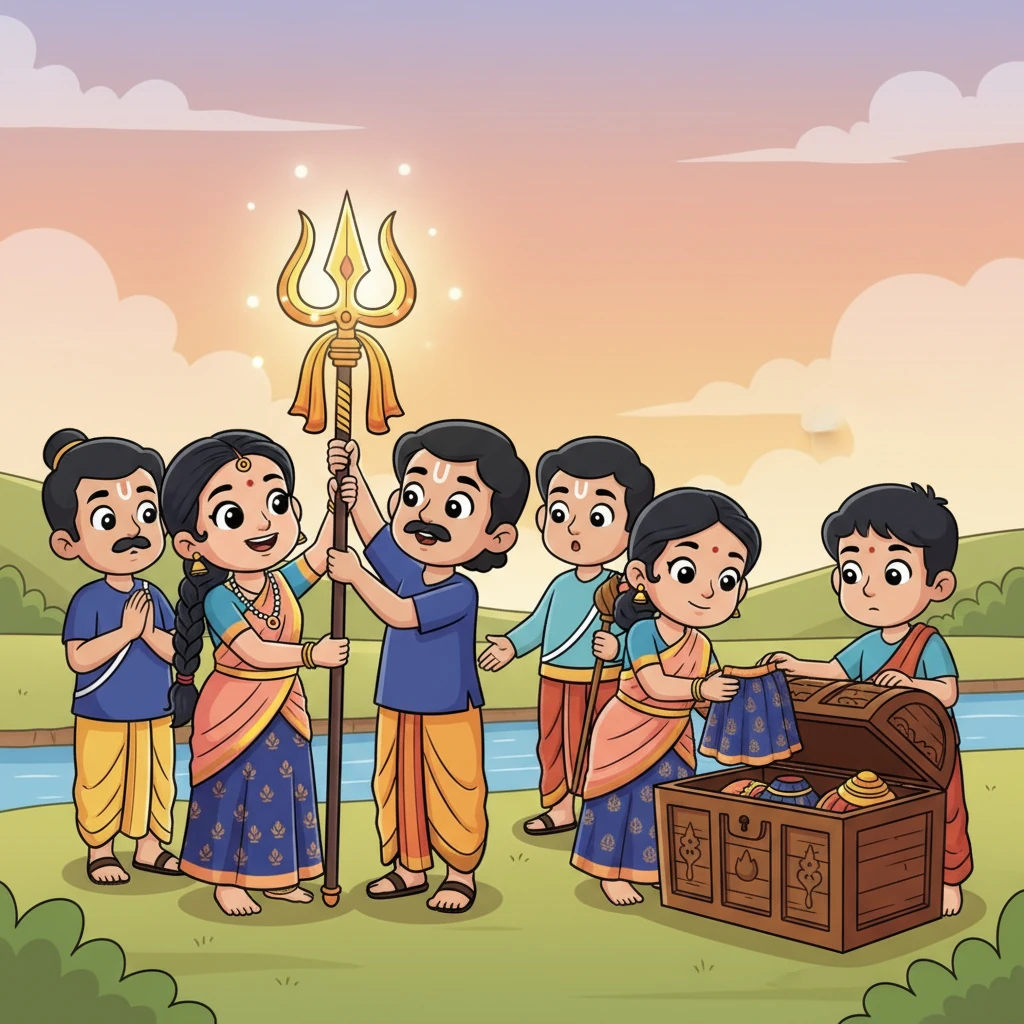 இந்த அதிசயத்தைக் கண்டு வியந்த குழுவினர், அது சூடாமல் சுவாமியின் அவதாரம் என்பதைப் புரிந்துகொண்டனர். ஒரு குழுவினர் அந்த தெய்வீக சூலாயுதத்தை பக்தியுடன் எடுத்துக்கொண்டனர். மற்றொரு குழுவினர், அந்த பெண்ணின் உடைகள் மற்றும் பொருட்களை ஒரு புனிதமான பெட்டியில் வைத்து, பாதுகாப்பாக எடுத்துச் செல்லத் தொடங்கினர்.