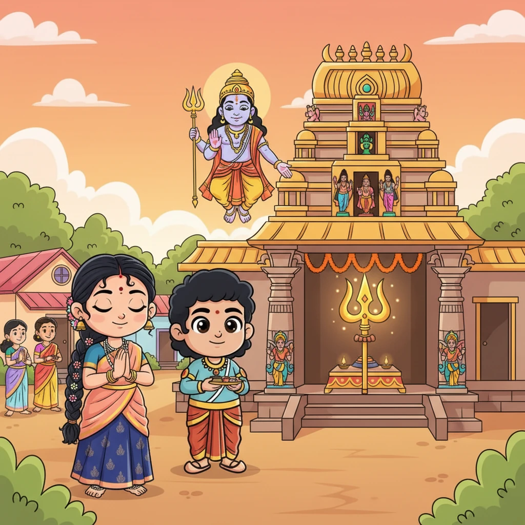 பின்னர், அவர்கள் தாடிச்சேரியை அடைந்து, சூலாயுதத்தைப் பிரதிஷ்டை செய்ய ஒரு அழகிய ஆலயத்தைக் கட்டினர். தினமும் வழிபாடு செய்து, ஆரோக்கியம், ஐஸ்வர்யம், மற்றும் நீண்ட ஆயுள் வேண்டி பிரார்த்தனை செய்தனர். சூடாமல் சுவாமி அவர்களைத் தன் அருளால் ஆசீர்வதித்து, நிறைவான வாழ்வை வாழச் செய்தார், மேலும் அக்கிராமம் அமைதியுடனும் வளத்துடனும் செழித்தது. தொடரும்…