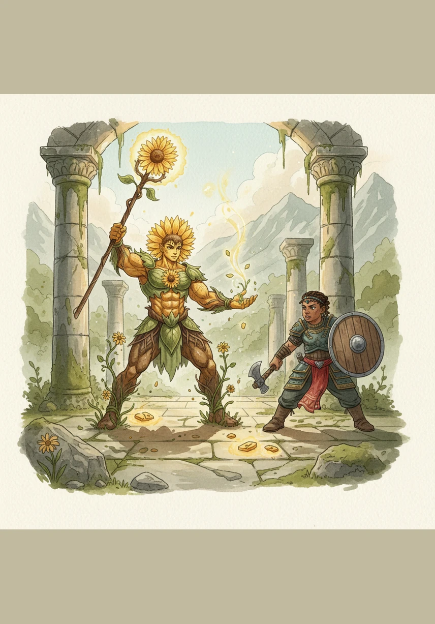 Girasol extiende sus pétalos amarillos mientras sus ácidos grasos insaturados fluyen como hilos de seda flexible y ligera. Estos aceites son conocidos por ser los más saludables, moviéndose con gracia para proteger y cuidar el corazón de los seres humanos que los consumen.