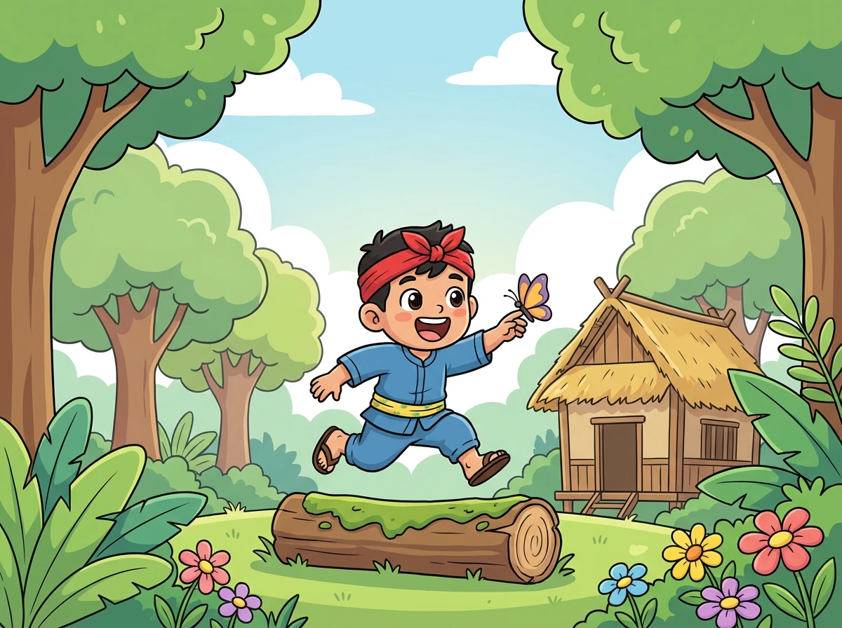 Di hiji lembur nu asri, aya budak lalaki ngaranna Ujang. Ujang resep pisan ulin di leuweung gigireun imahna.