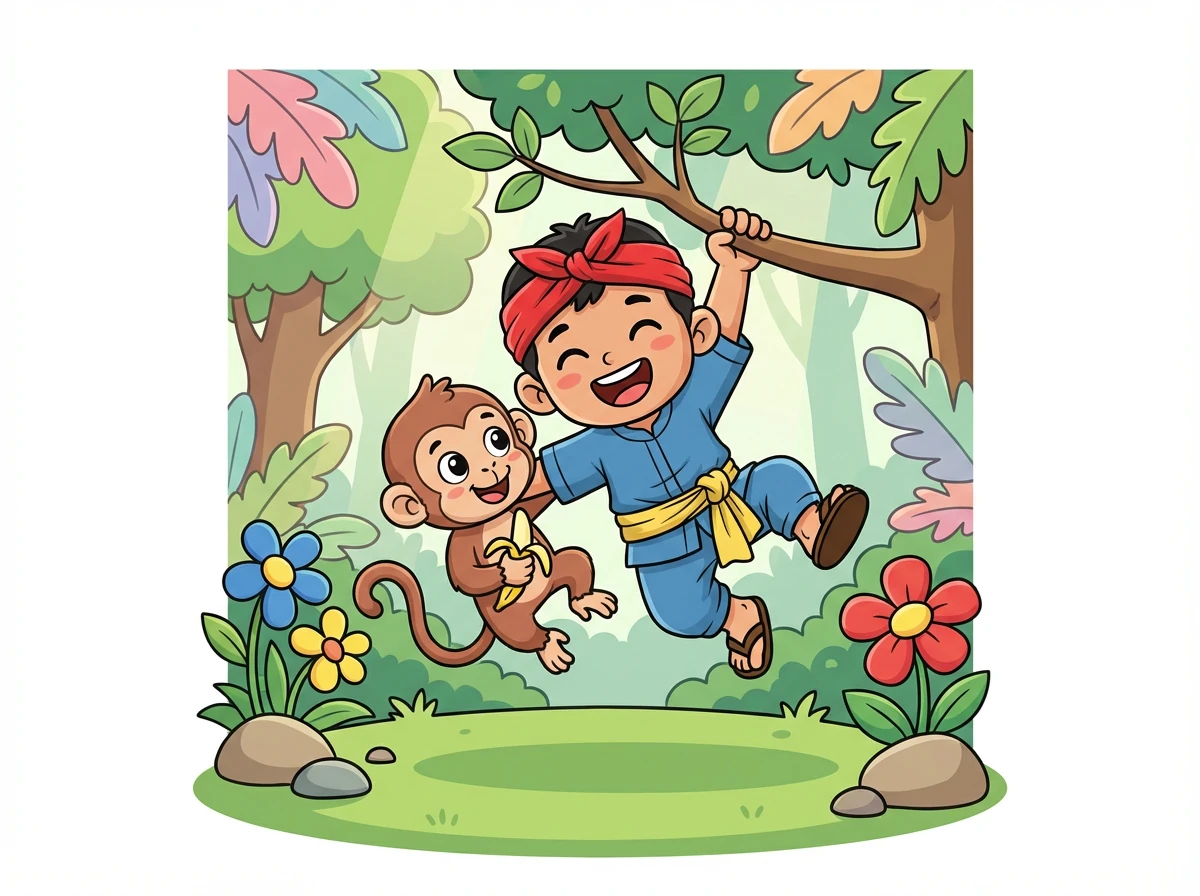 Ti harita, Ujang jeung monyet eta jadi babaturan dalit. Ujang ngaranan monyet eta Soleh.