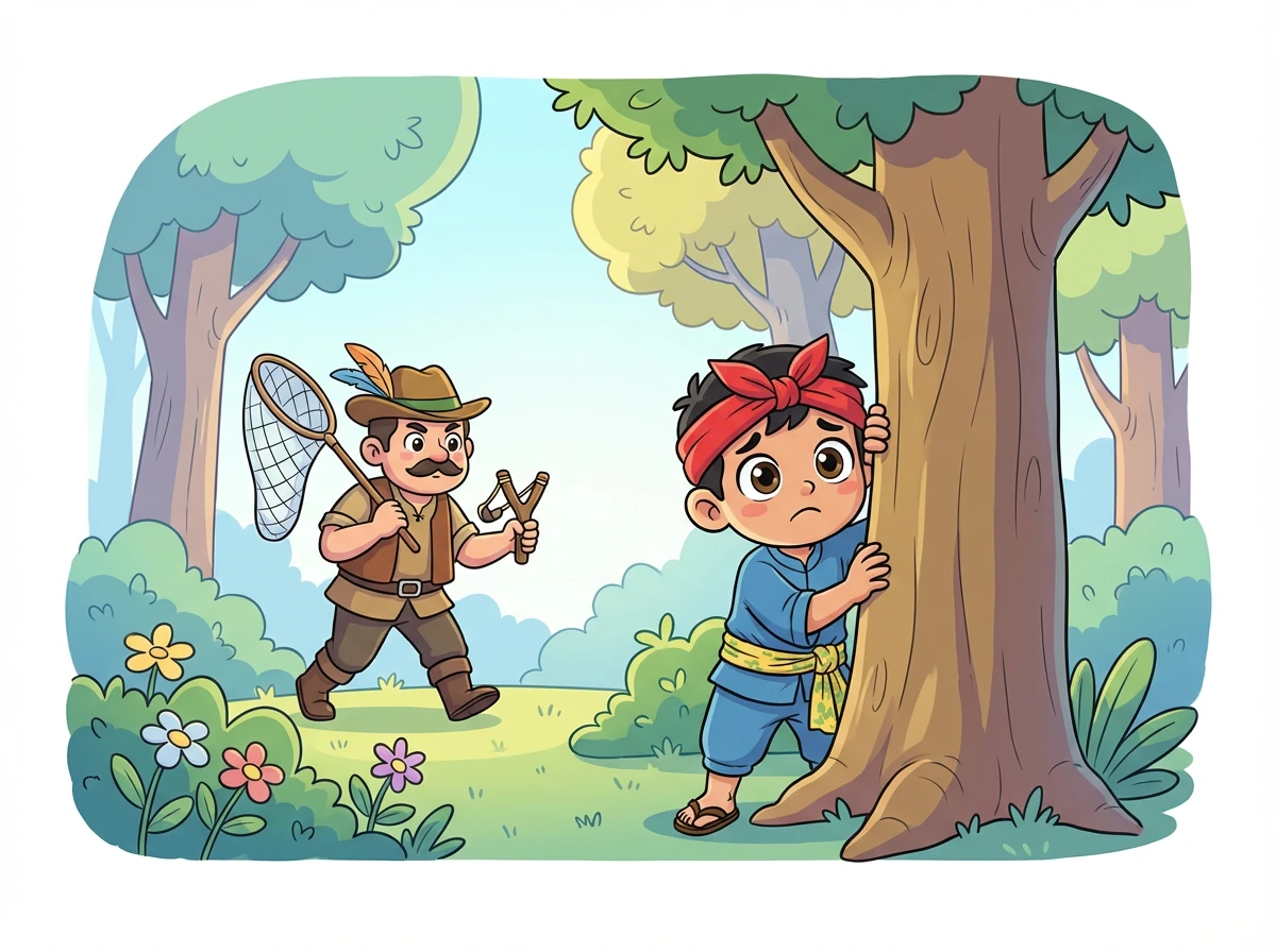 Hiji waktu, aya hiji kajadian. Aya saurang pemburu datang ka leuweung pikeun moro sasatoan.