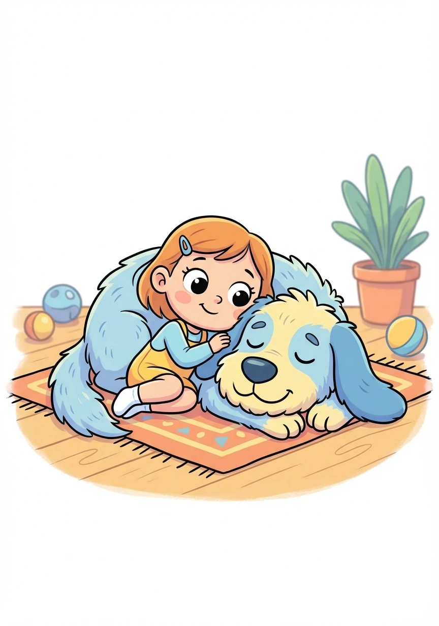 Lily, understanding his desire for a lazy day, decided to join him. She curled up next to him on the floor, resting her head on his soft fur.