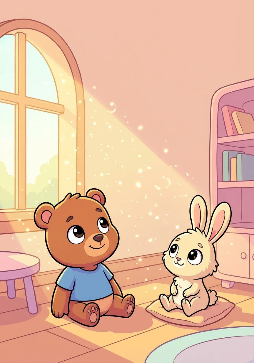 Together, they watched the dust motes dance in the sunbeams, enjoying the peaceful silence of the morning.