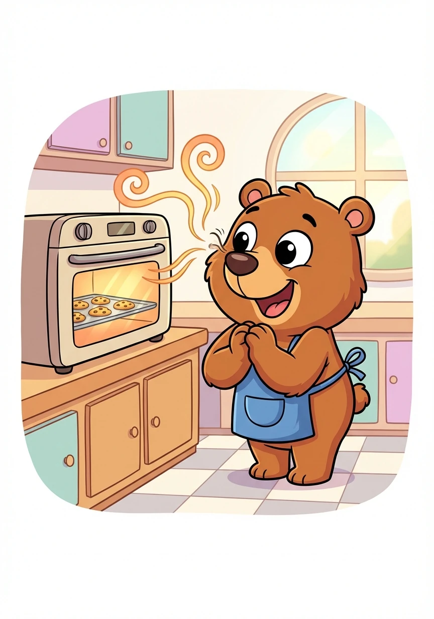 The aroma of freshly baked cookies drifted from the oven. Barnaby's nose twitched, but he remained motionless, savoring the delicious scent.