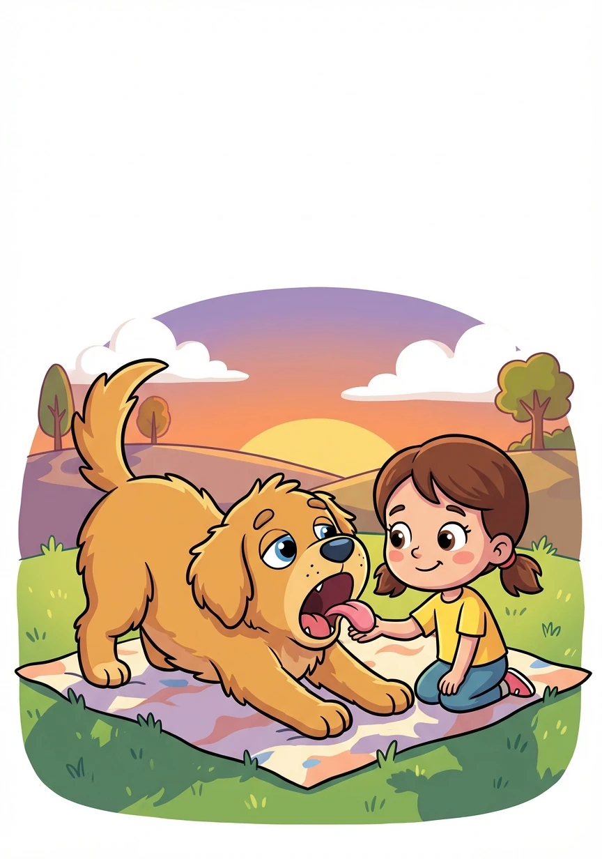 As the afternoon wore on, Barnaby finally stretched and yawned. He licked Lily's hand, a silent thank you for sharing his lazy day.