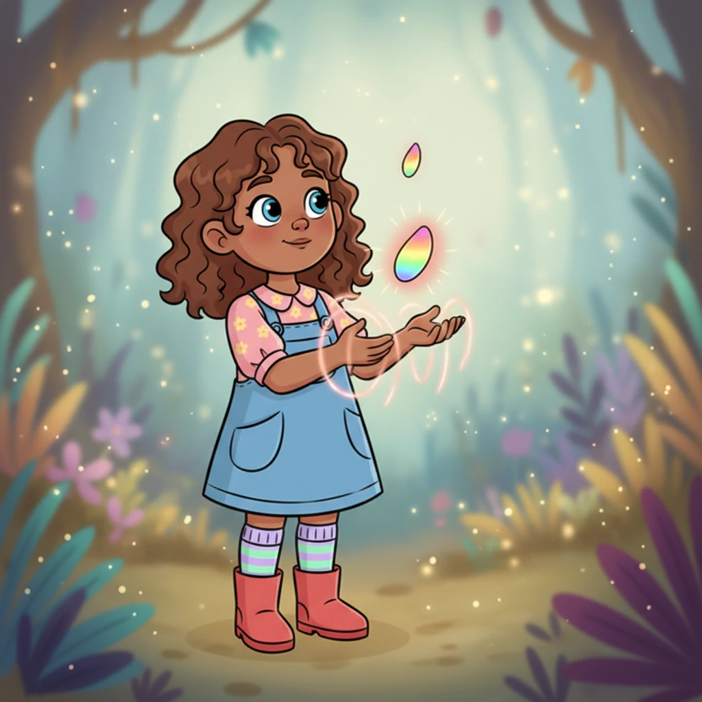 With a soft sigh, Rosalind let go of a single, iridescent petal. It floated down, shimmering like a tiny piece of rainbow. "Take this petal, Lily. It will guide your way and remind you of the magic within." Lily carefully caught the luminous petal, feeling a warm tingle.