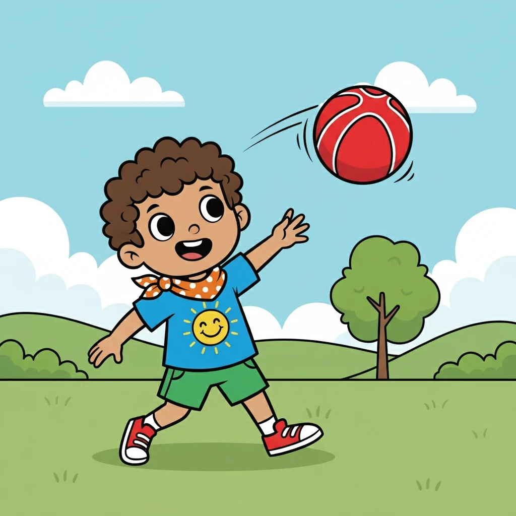 Timmy plays with a ball. The ball is red. Timmy throws the ball.