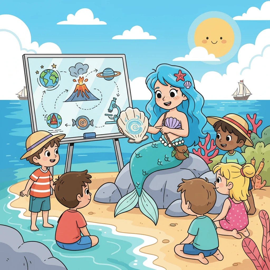 Maris aprendia sobre ciência, história e astronomia, unindo os conhecimentos dos dois mundos. Ela desenhava mapas das correntes oceânicas e explicava aos humanos os segredos do mar.