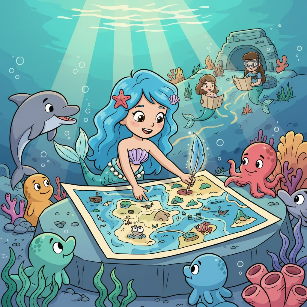 Maris criou um mapa detalhado das correntes oceânicas, ajudando navegadores e exploradores a desvendar os mistérios dos mares. Ela usava seu conhecimento para o bem de todos.