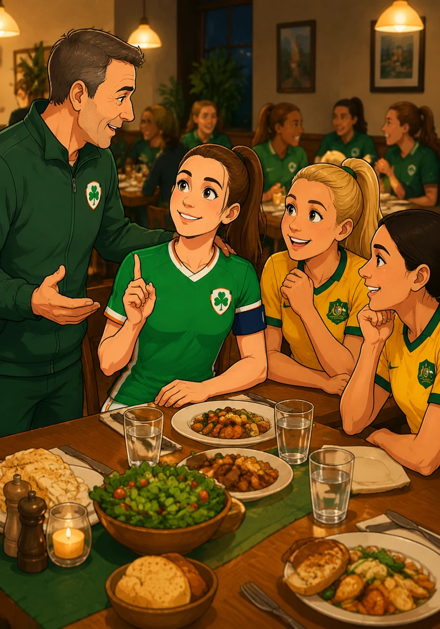 During a bustling team dinner, the Ireland head coach approaches Katie with a special request to visit a local school the next day. Katie agrees but insists on bringing a small group of her teammates and friends to keep the visit personal and fun.