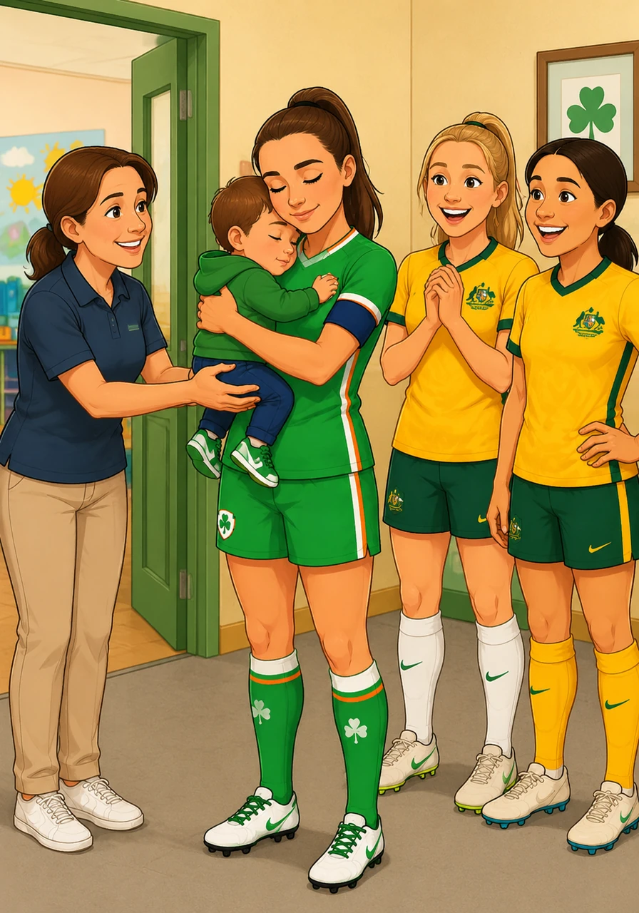 The sound of a crying toddler echoes through the hall until a teacher brings out Katie’s two-year-old nephew from the nursery. The moment Katie lifts him into her arms, his tears vanish and he rests his head on her shoulder in total comfort.