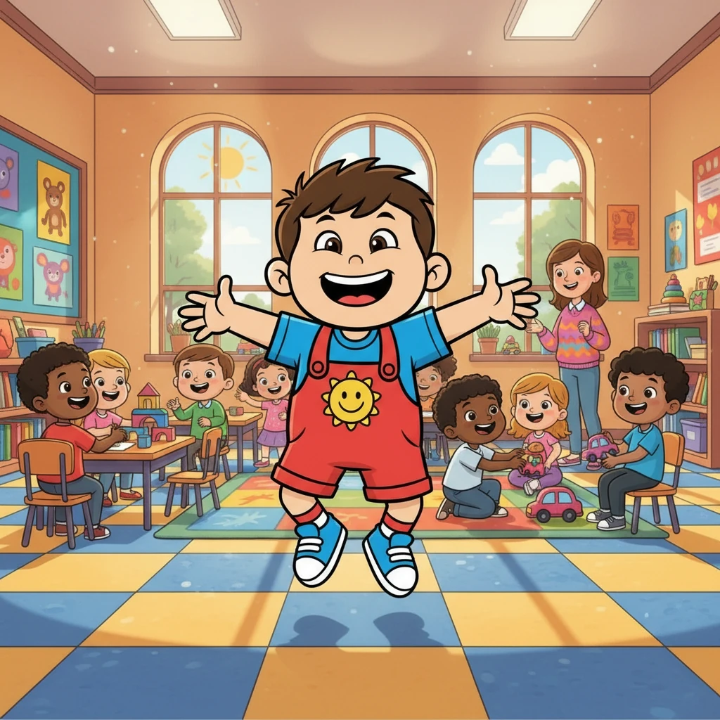 Charles bounced with excitement! His first day of school had arrived, and he couldn't wait to make new friends. The colorful classroom buzzed with activity, filled with children laughing and playing.
