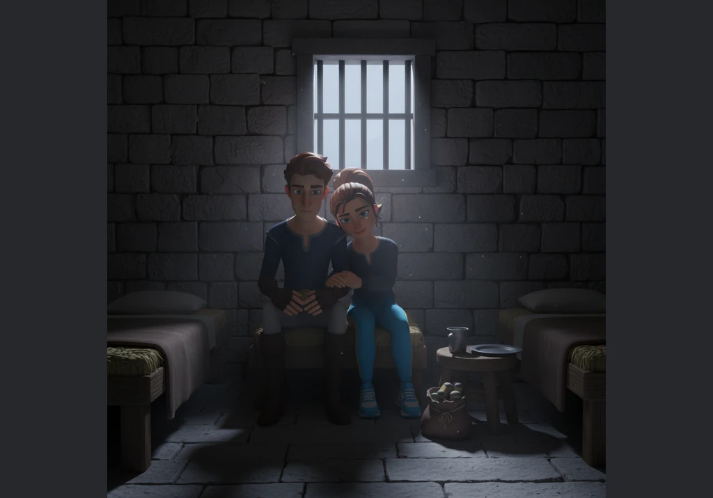 In the quiet of their final night, a single beam of moonlight filtered through the small barred window of their cell. They spent their last hours shar