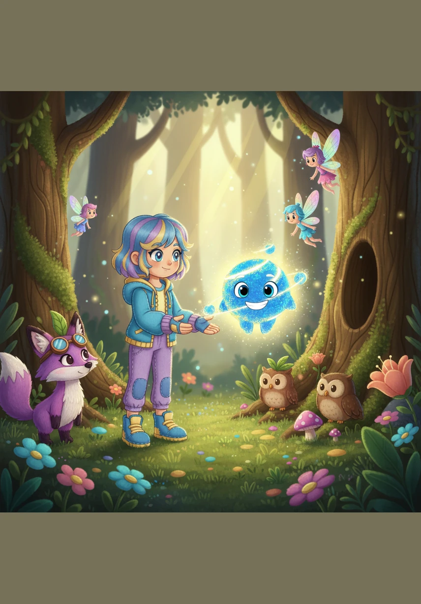 Кенеттен жарық шардың ішінен Электрон есімді кішкентай, көңілді кейіпкер секіріп шықты. Ол өзінің жарқыраған денесімен Аяруға күлімсірей қарап, оны микродүниеге саяхатқа шақырды.