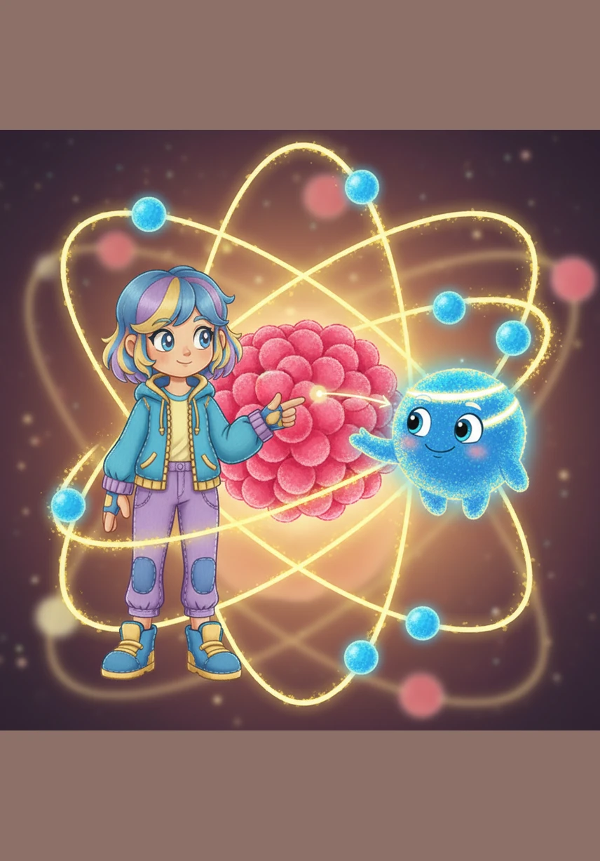 Электрон Аяруға атомның ортасындағы ядроны және оң зарядталған протондарды көрсетті. Ол теріс зарядталған электрондар мен оң зарядталған ядроның арасындағы тартылыс күші әлемді қалай ұстап тұрғанын түсіндірді.