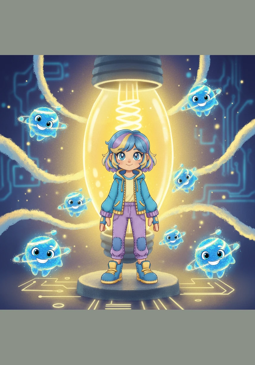 Тізбек тұйықталған сәтте бүкіл әлем жарқырап кетті. Аяру үлкен шамның қалай жанғанын және электр энергиясының қоршаған ортаға қалай жылу мен жарық сыйлайтынын өз көзімен көрді.