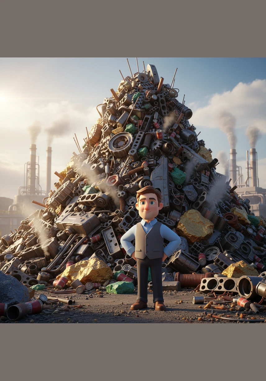 Ethan stands before a mountain of recycled scrap metal and raw ores, his eyes gleaming with the potential of what these humble materials can become. He explains that the journey of stainless steel begins with the perfect balance of iron, chromium, and nickel.