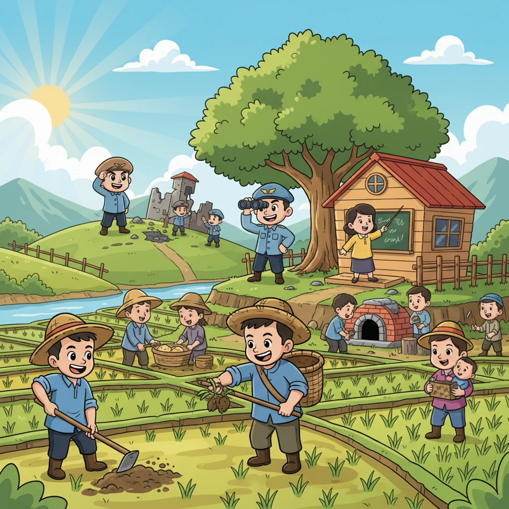 Masyarakat desa pun merasakan perubahan positif ini. Para petani giat menggarap sawah, para guru bersemangat mengajar, dan semua warga bekerja sesuai peran mereka. Mereka tahu bahwa tentara mereka kini sepenuhnya fokus menjaga keamanan, sehingga mereka bisa berkarya dengan tenang.