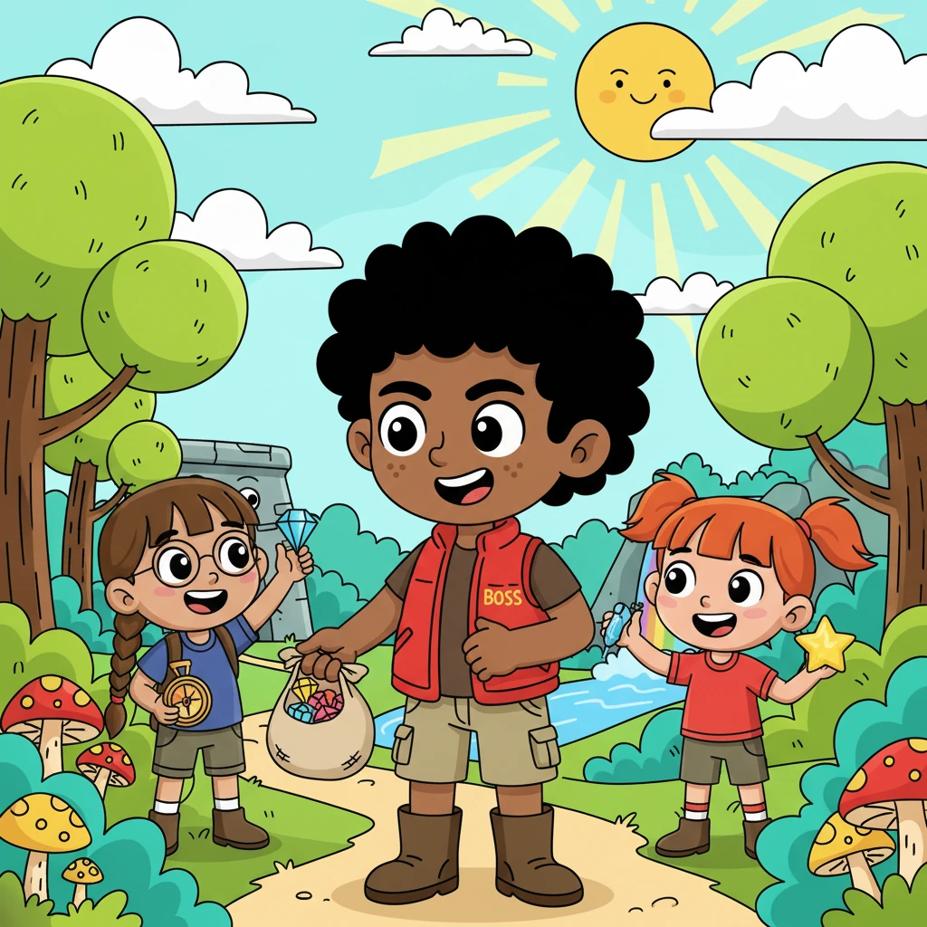 Isaiah found his best friends, eager to share his treasures. He gave each of them a gleaming gemstone or a fun toy. His friends were thrilled, their faces lighting up with happiness.