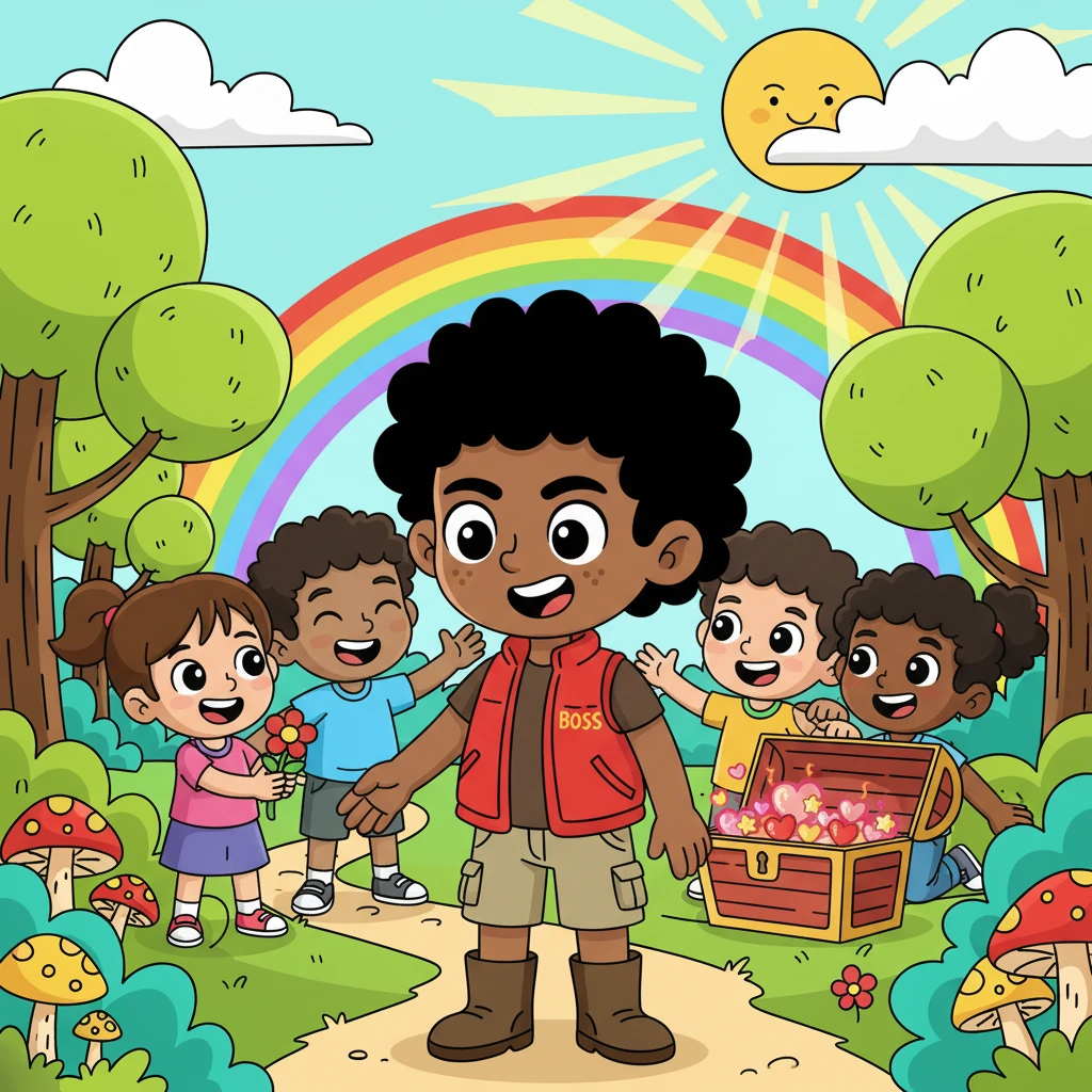 Isaiah, surrounded by his happy friends, understood the true meaning of wealth. It wasn't about the treasures themselves, but about the love, generosity, and the bond they shared. He was a boss, indeed, a boss of love and faith.