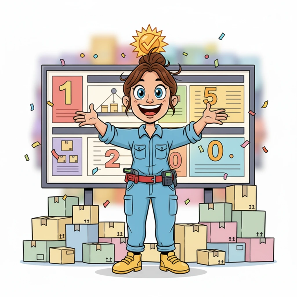 Finally, Penny stood triumphantly before her giant inventory board. All the numbers were perfectly balanced, showing the exact amount of items left. She had done it!