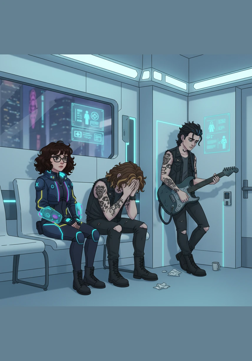 In the sterile, fluorescent glow of the hospital waiting room, Sofia sits rigidly beside Wayne Munson. Her expression is understated and her jaw is set, but her heart remembers every moment they’ve shared as she prepares to shoulder the burden of the long recovery ahead.