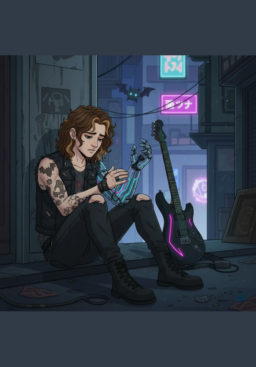 The first steps on crutches are painful and slow, but Sofia is there like gravity, refusing to let Eddie fall or lose hope. They find solace in the loud, raw distortion of their favorite rock tapes, the music providing a compass through the frustration of physical therapy.