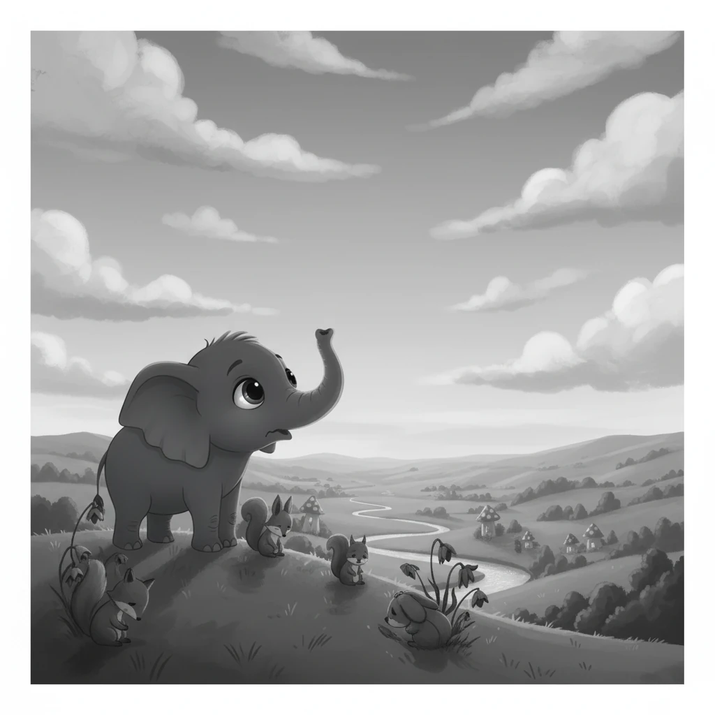 Frightened by the arguing, Elara stopped throwing her dust. The sunsets faded, and the world slowly turned a dull, monotonous gray. The animals grew sad, and even the flowers seemed to lose their vibrant petals.