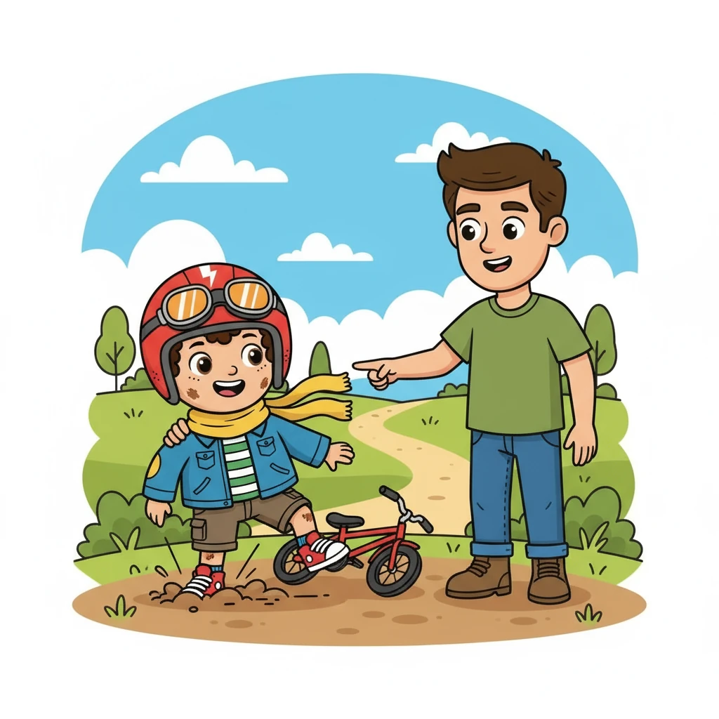 The first few days were a blur of wobbly starts and clumsy falls. Lewis tumbled in the dirt, scraping his knees and elbows, but he always got back up with a determined look. His dad patiently offered advice and encouragement, reminding him to keep his balance and look ahead.