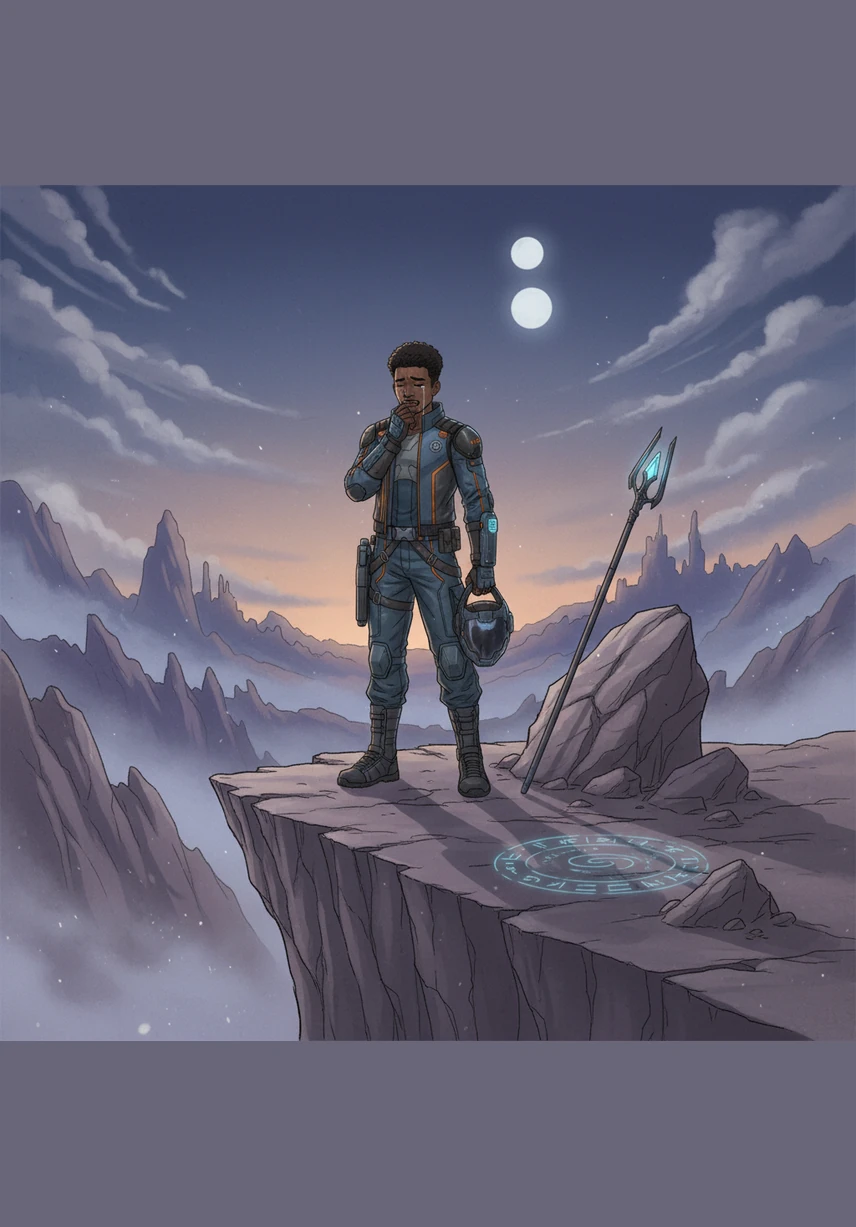 Overwhelmed by the weight of the visions, Kaelen retreated to the high cliffs overlooking the ocean, feeling the heavy burden of his destiny. He cried out in frustration, and the clouds above instantly mirrored his turmoil, swirling into a dark and angry vortex.