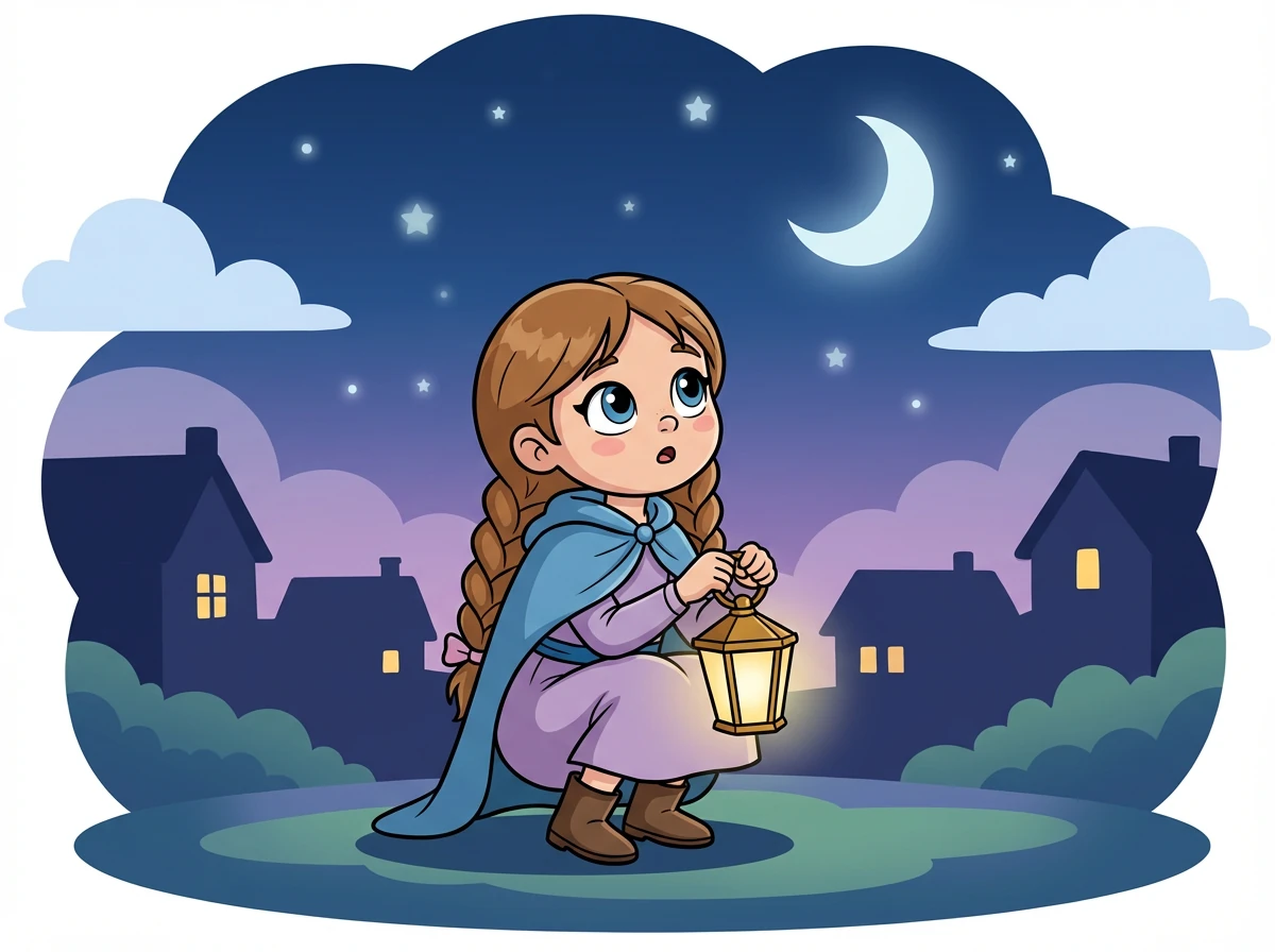 Amina vivait dans un petit village où les nuits étaient très sombres. Il n'y avait pas de lampadaires, seulement la lune et les étoiles qui scintillaient faiblement.