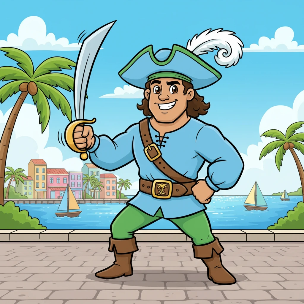Captain Coral, ever the beacon of cheer, responded with a confident twirl of his sword and a witty retort. He declared that true order came from happiness and freedom, not from stern control, defending the lively spirit of Tampa with an unwavering smile.