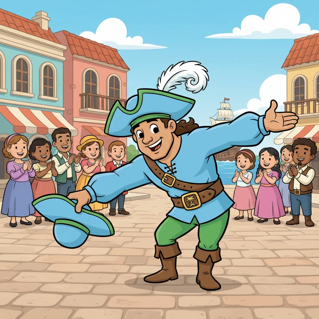 Turning back to the townsfolk, Captain Coral offered a reassuring smile and a grand bow. He promised to always protect their laughter, their liberty, and the vibrant spirit of Tampa from anyone who wished to dim its light.