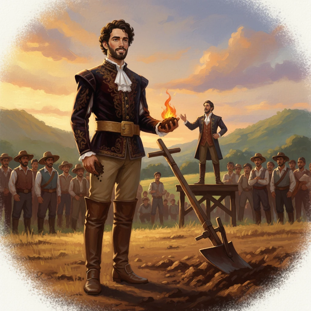 Mateo, un joven agricultor de Costa Rica, escucha el llamado apasionado del Presidente Juan Rafael Mora. De pie en su humilde parcela, con la tierra fértil en sus manos, una llama de determinación se enciende en sus ojos. Decide dejar su arado para empuñar un arma en defensa de su patria.