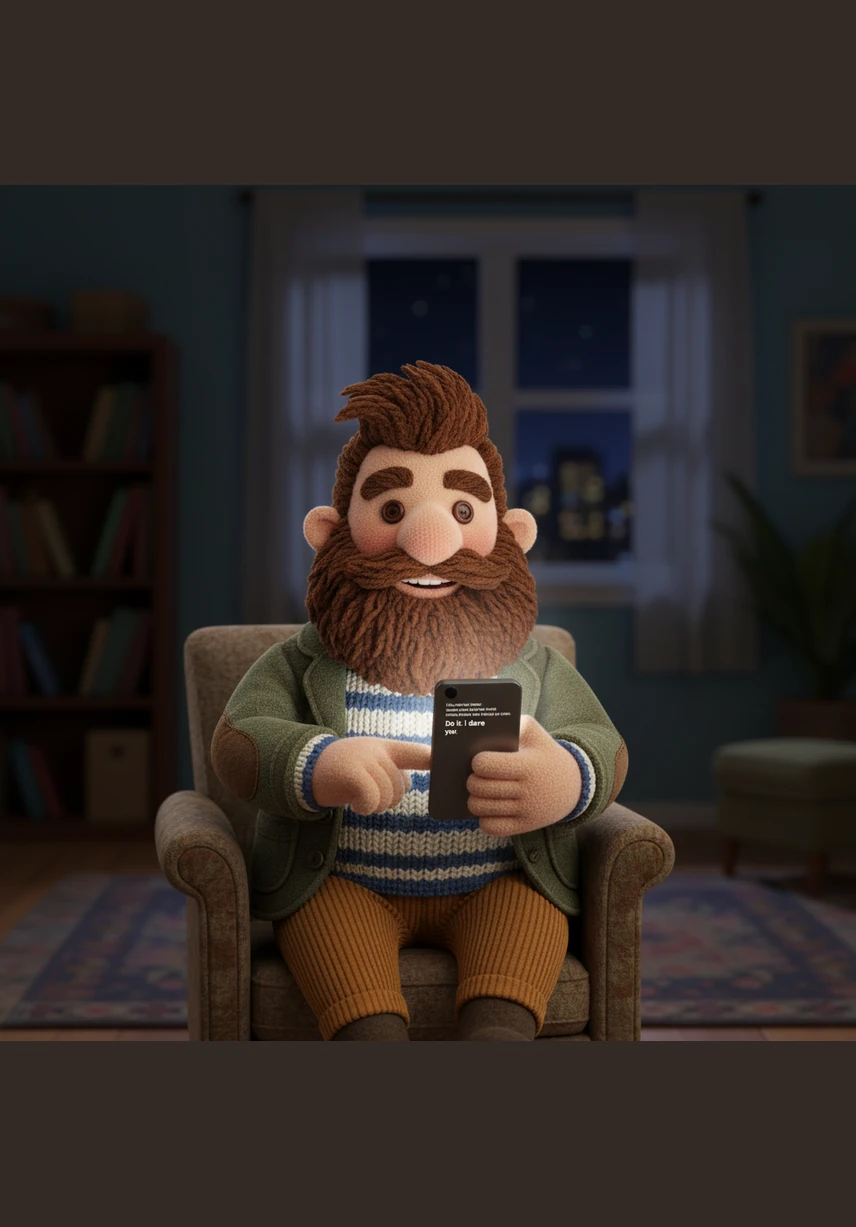 In a dimly lit apartment across the city, a man named Julian looks at his buzzing phone with a cynical smirk. He reads the heartfelt confession from the stranger and, moved by a rare impulse of mischief, types back a simple challenge: Do it. I dare you.