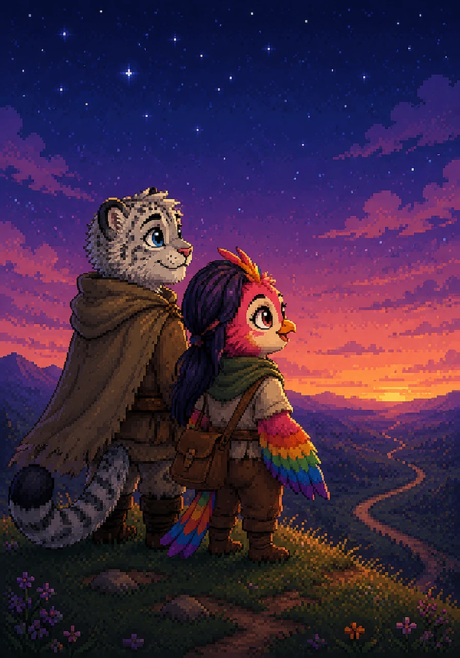 Though the stars are coming out and it is time to rest, both friends look forward to tomorrow's bright sunrise with happy hearts. They know that no matter where their paths lead, this is just the wonderful beginning of a lifelong friendship.